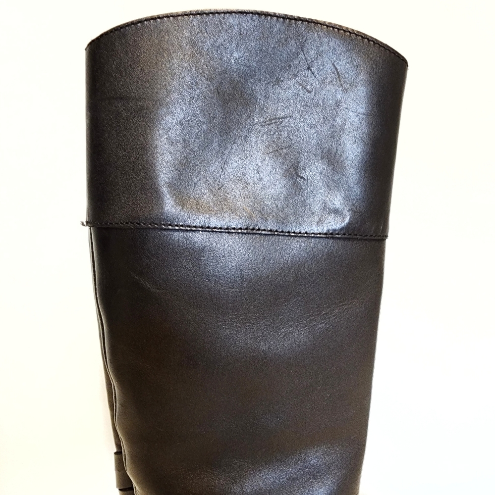 Lauren Ralph Lauren Tall Black Leather Savion Riding Boots Zip Closure 6.5 - Picture 12 of 14